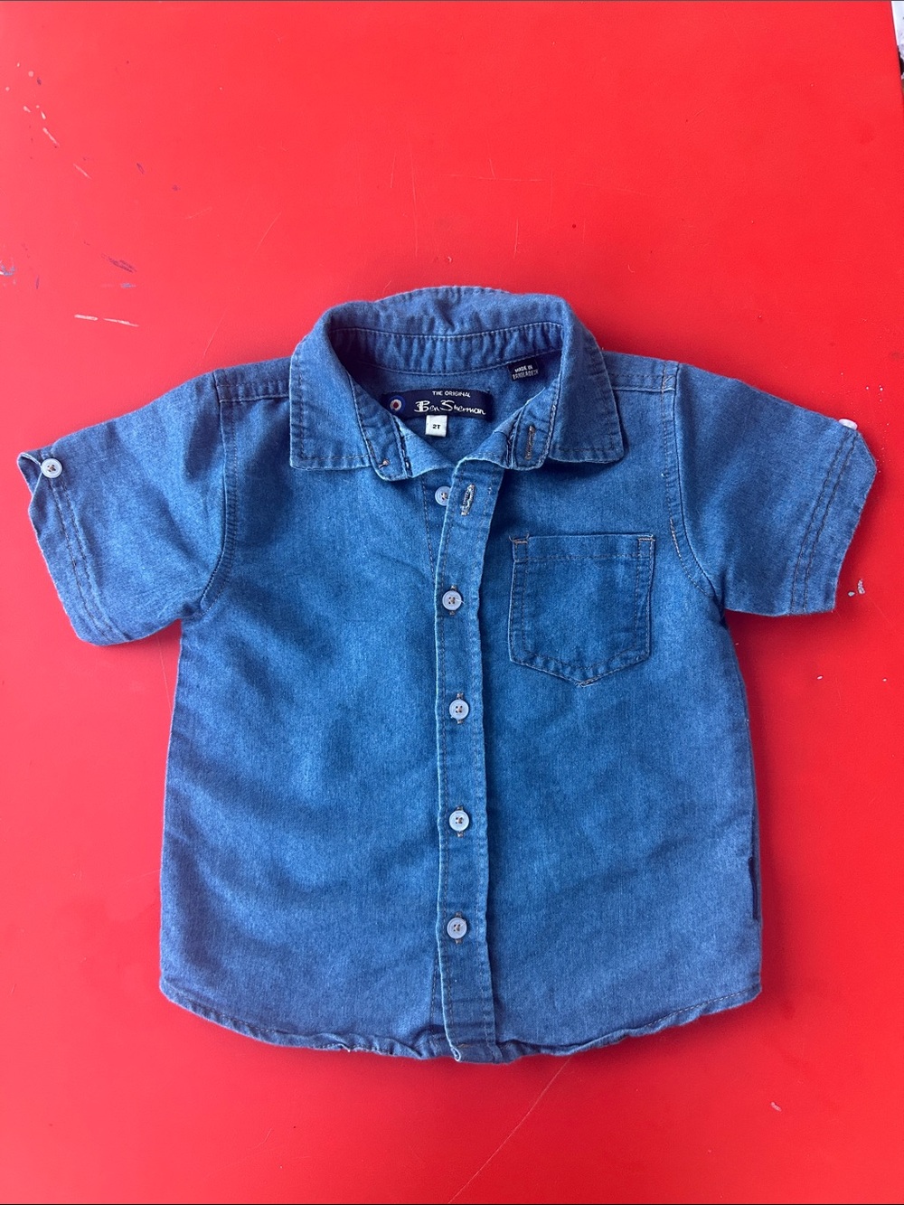 Ben Sherman Short-Sleeve Denim Button-Down Shirt - Blue